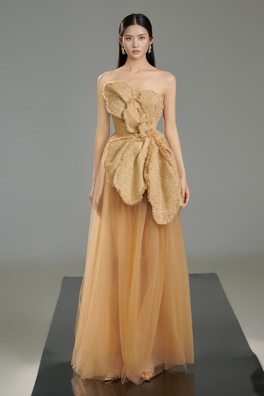 Landry A-line Gathered Polyester Floor Length Dress 5
