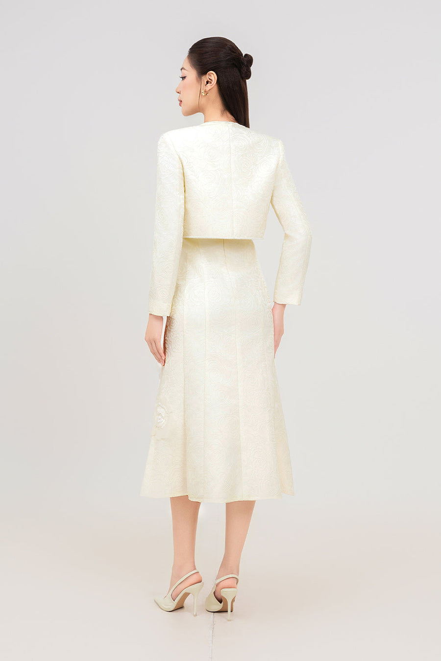 Rosalie A-line Long Sleeved Jacquard Calf Length Set 12
