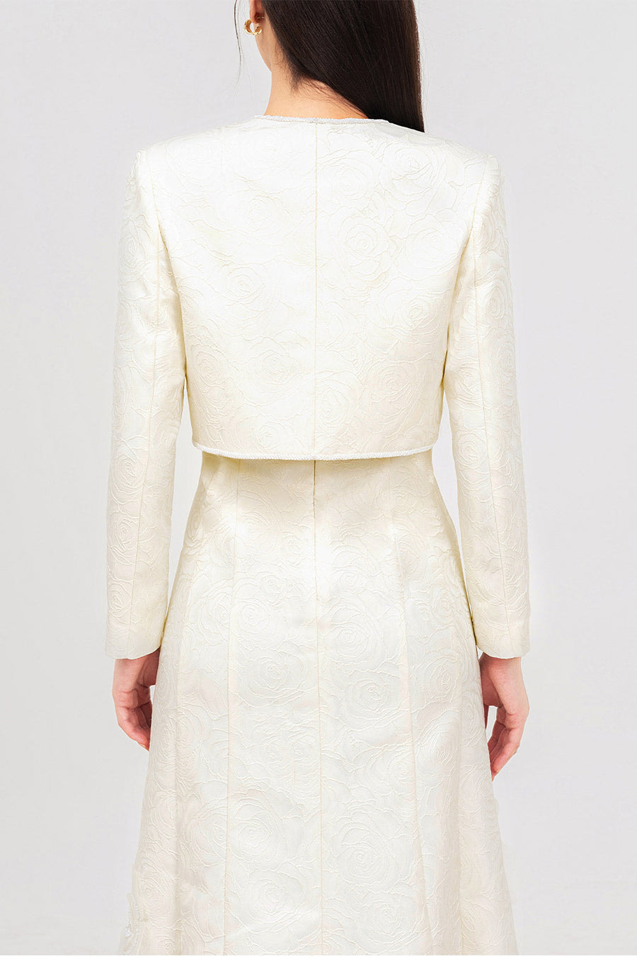 Rosalie A-line Long Sleeved Jacquard Calf Length Set 8