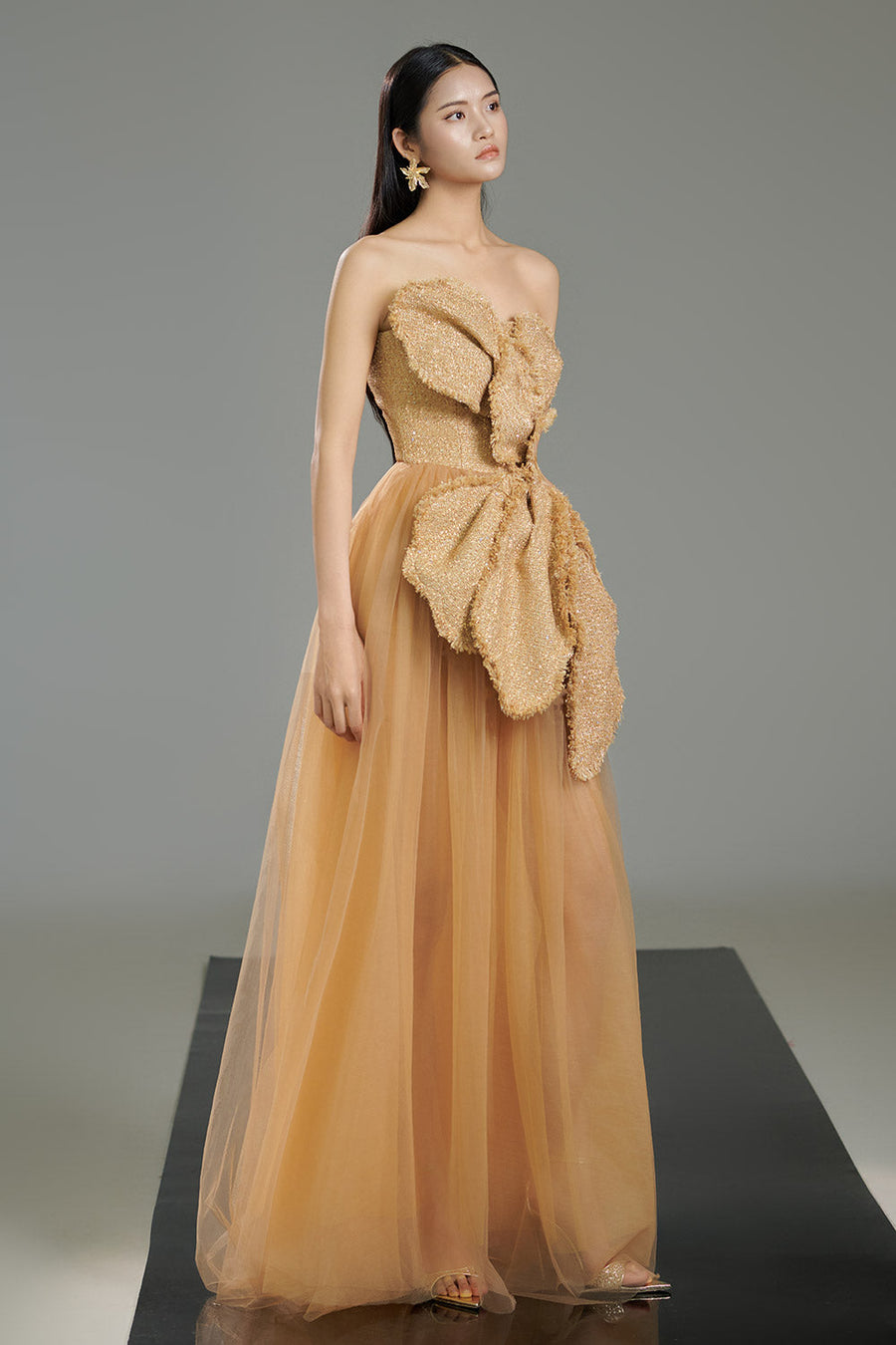 Landry A-line Gathered Polyester Floor Length Dress 6