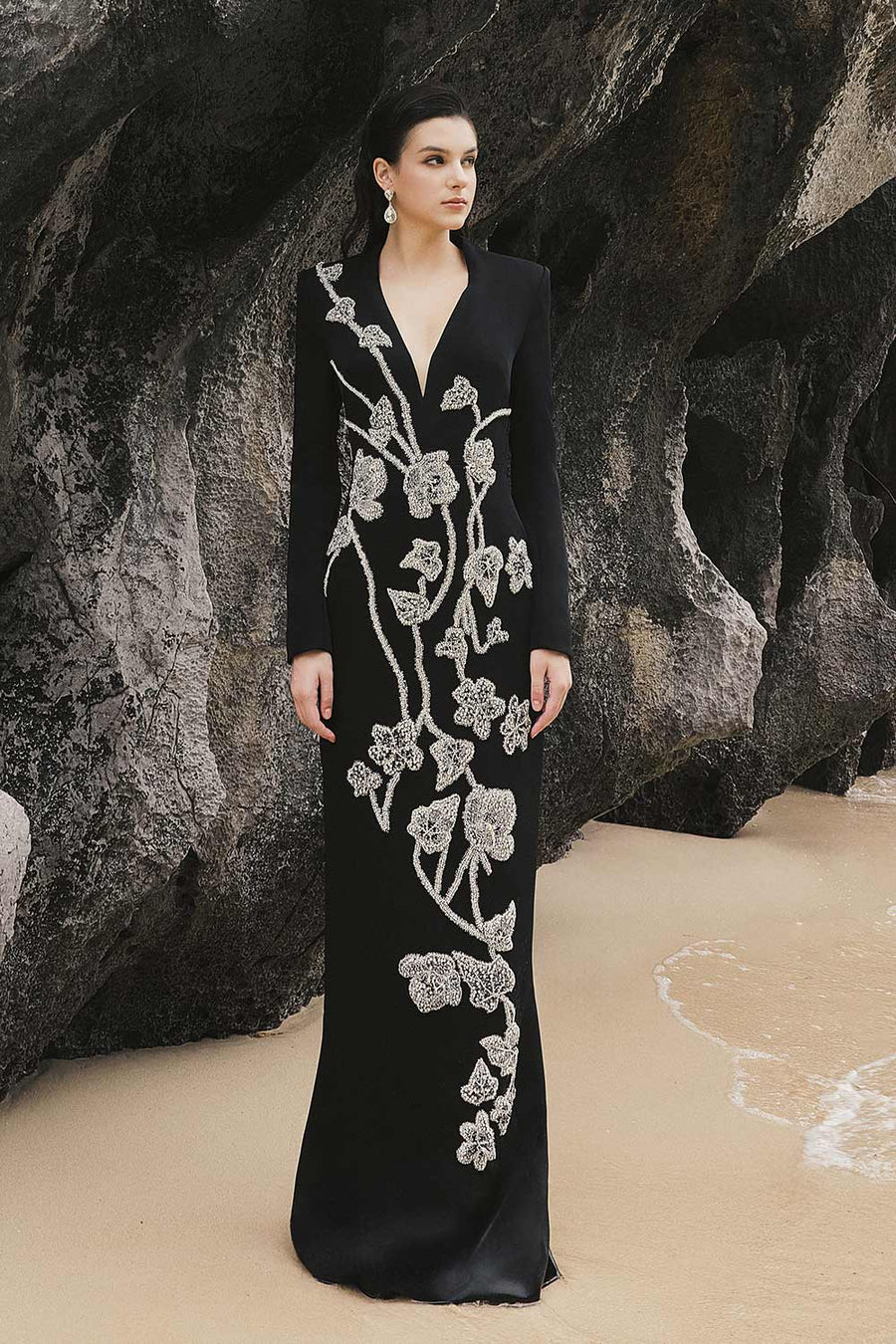Sky Sheath Floral Silk Floor Length Dress 8