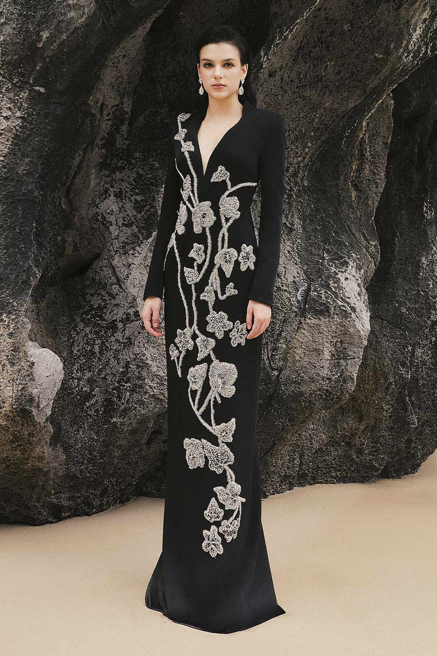 Sky Sheath Floral Silk Floor Length Dress 7