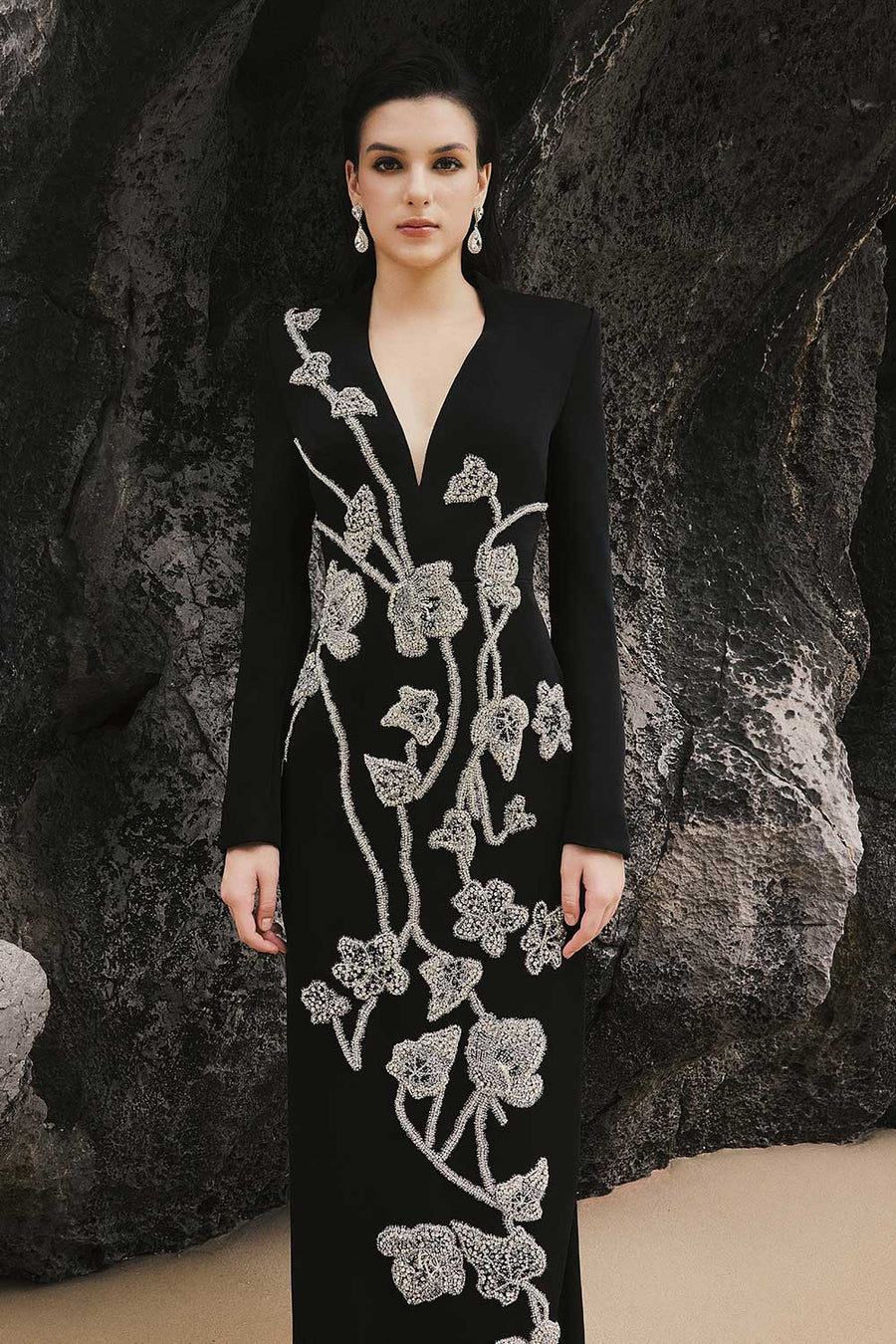 Sky Sheath Floral Silk Floor Length Dress 6
