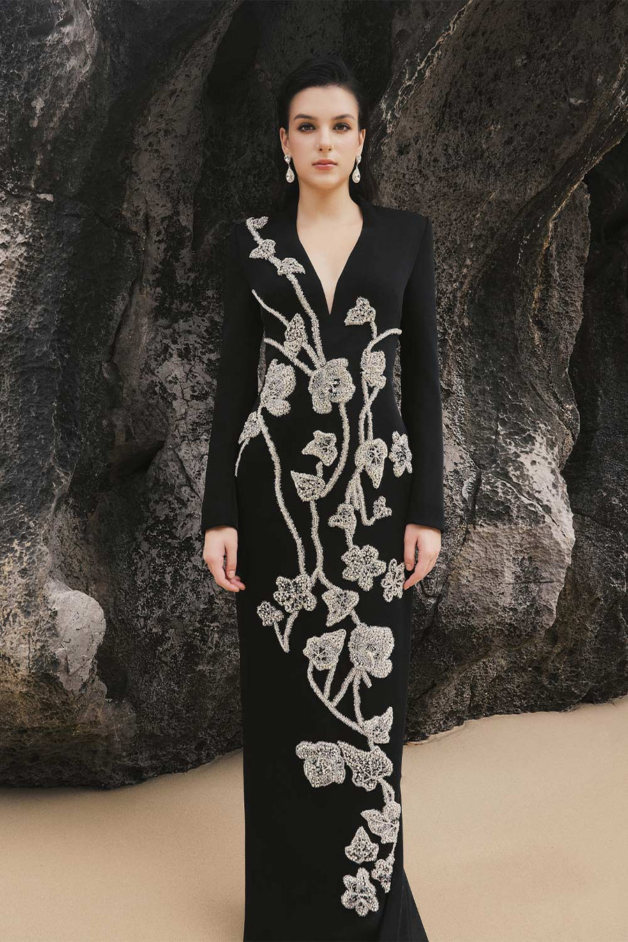 Sky Sheath Floral Silk Floor Length Dress 9