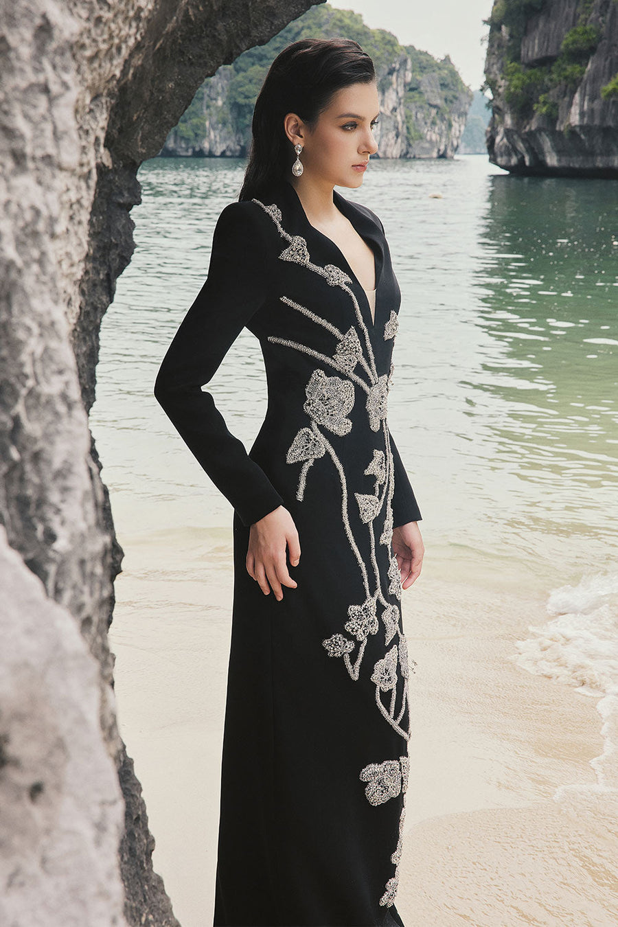 Sky Sheath Floral Silk Floor Length Dress 5