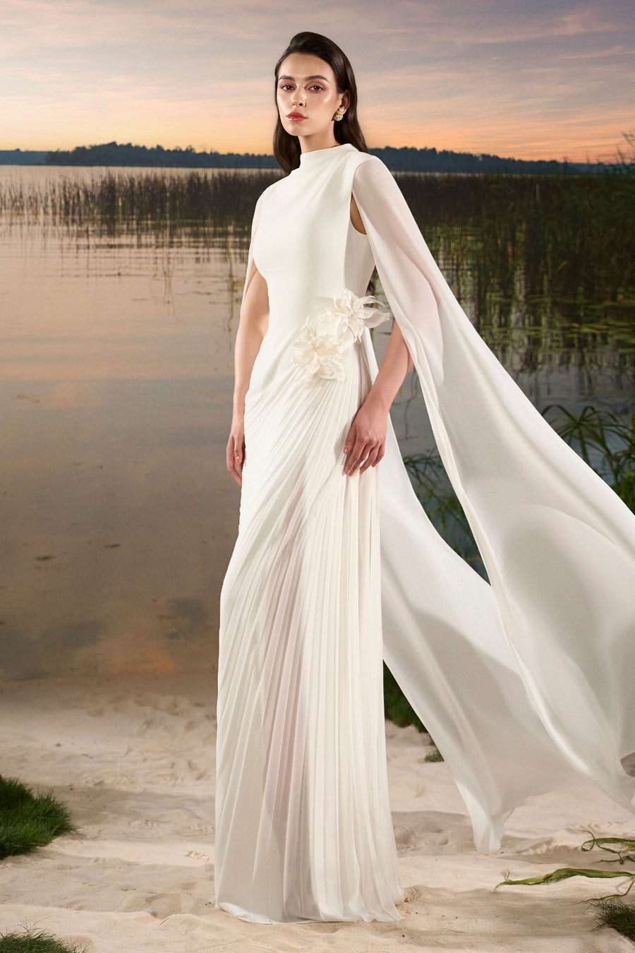 Elune Cape Sleeve Maxi Dress 3