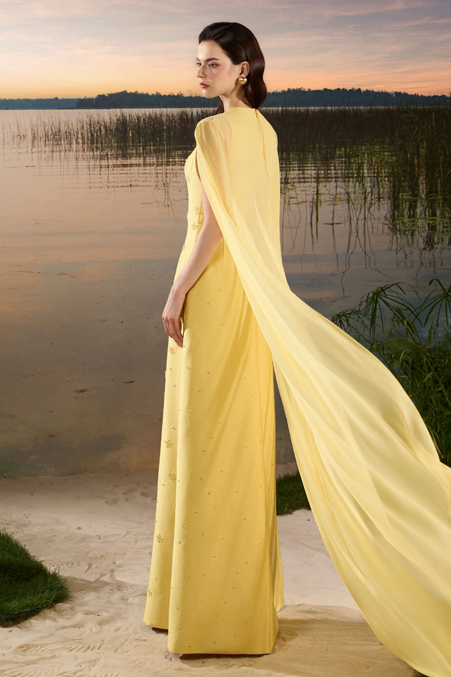 Elodie Cape Sleeve Maxi Dress 2