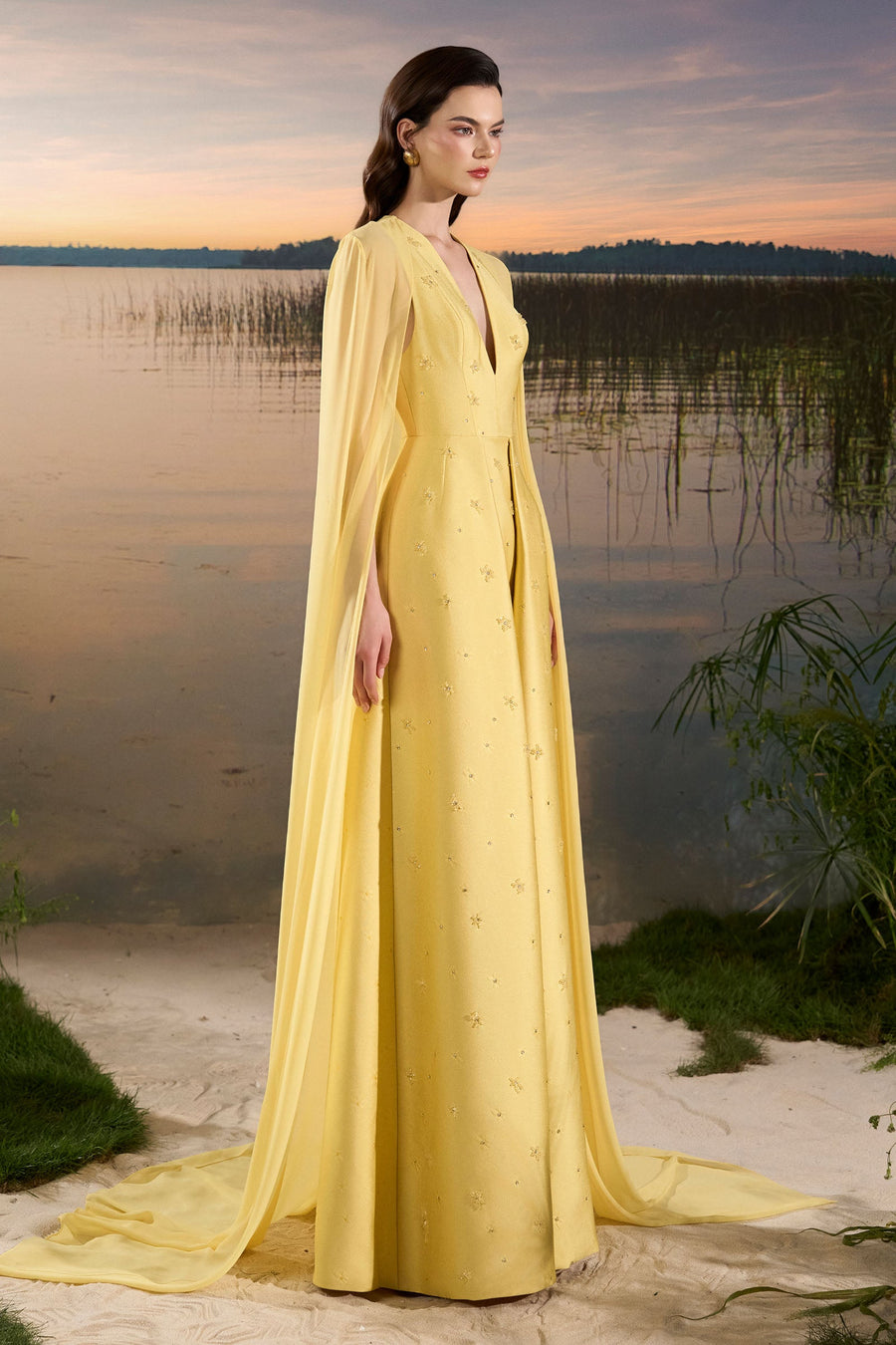 Elodie Cape Sleeve Maxi Dress 3