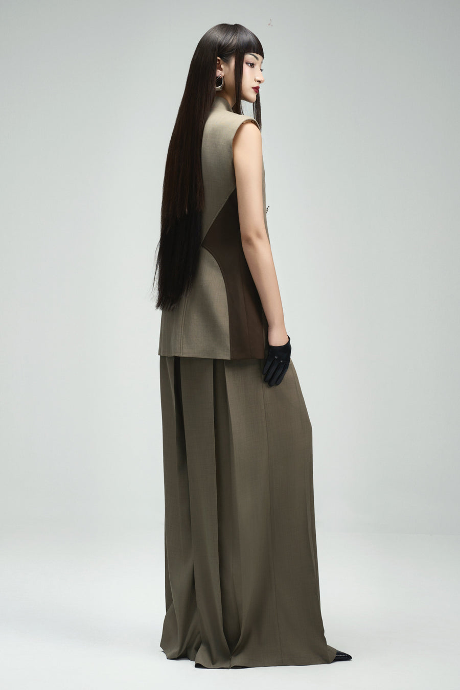 Van A-line Draped Crinkle Crepe Floor Length Pants 5