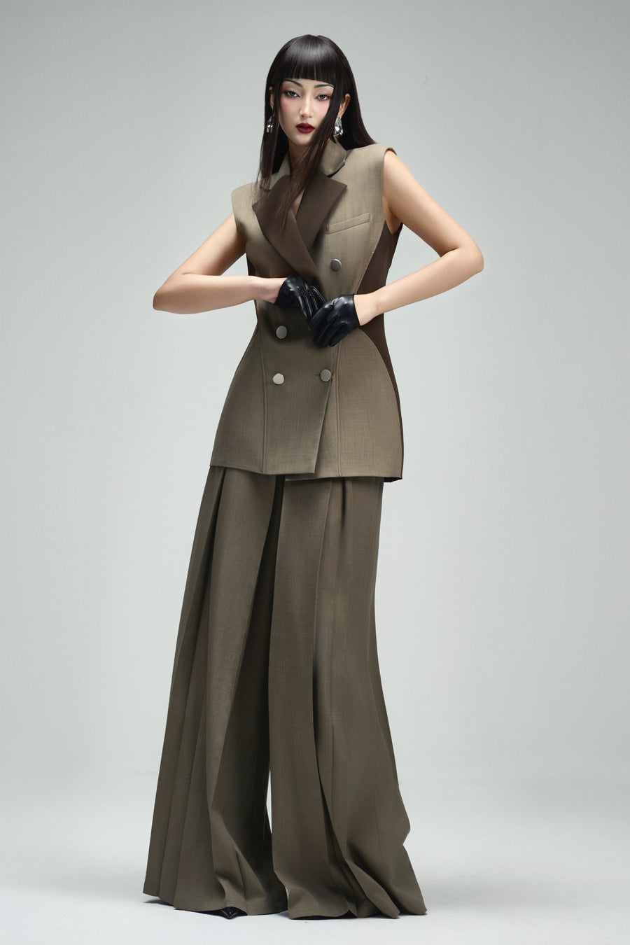 Van A-line Draped Crinkle Crepe Floor Length Pants 6