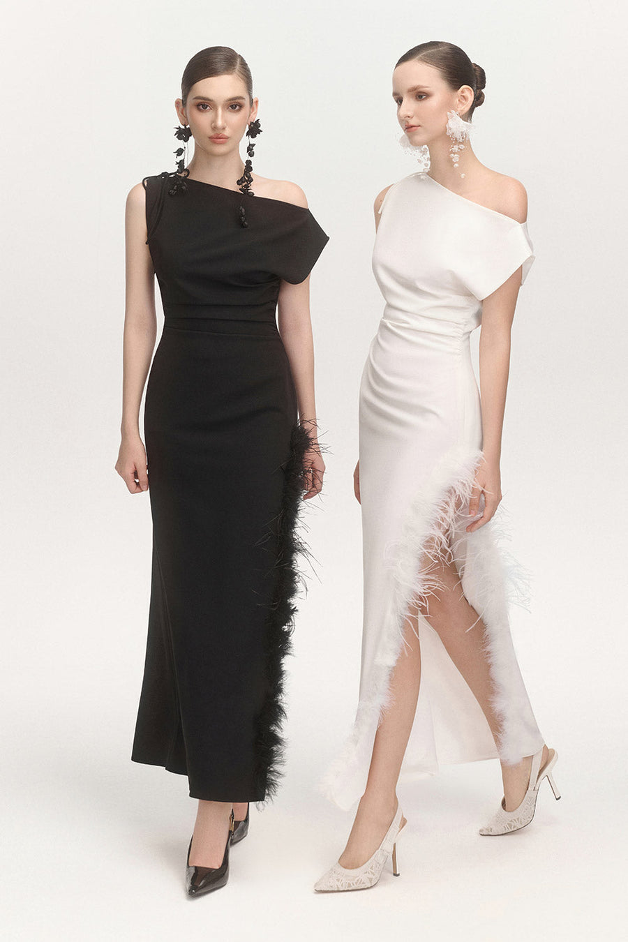 La Feme Sheath Side Slit Cotton Blend Ankle Length Dress Maxi Dress Arti Apparel