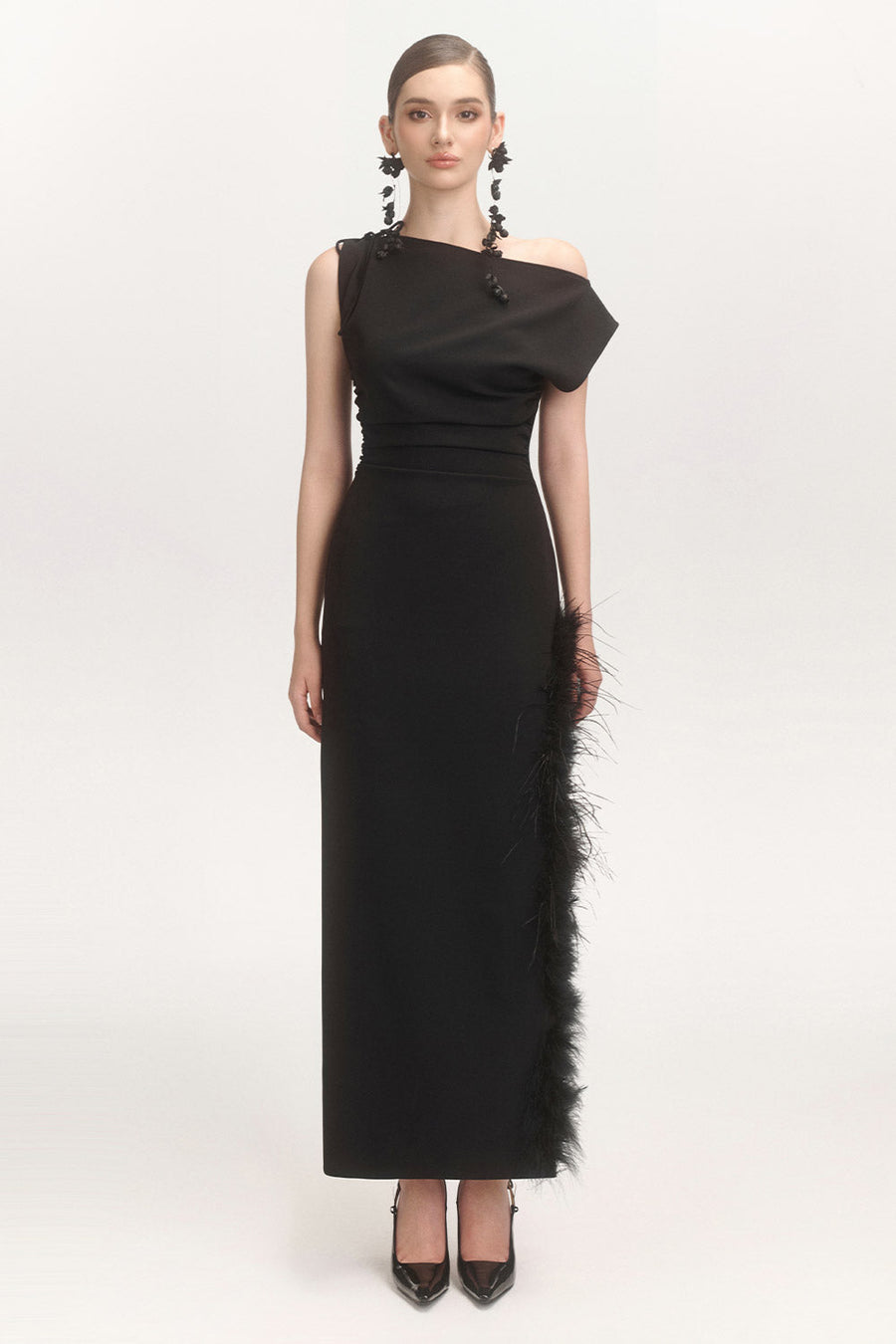La Feme Sheath Side Slit Cotton Blend Ankle Length Dress Maxi Dress Arti Apparel