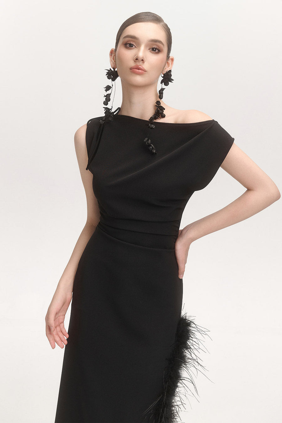 La Feme Sheath Side Slit Cotton Blend Ankle Length Dress Maxi Dress Arti Apparel