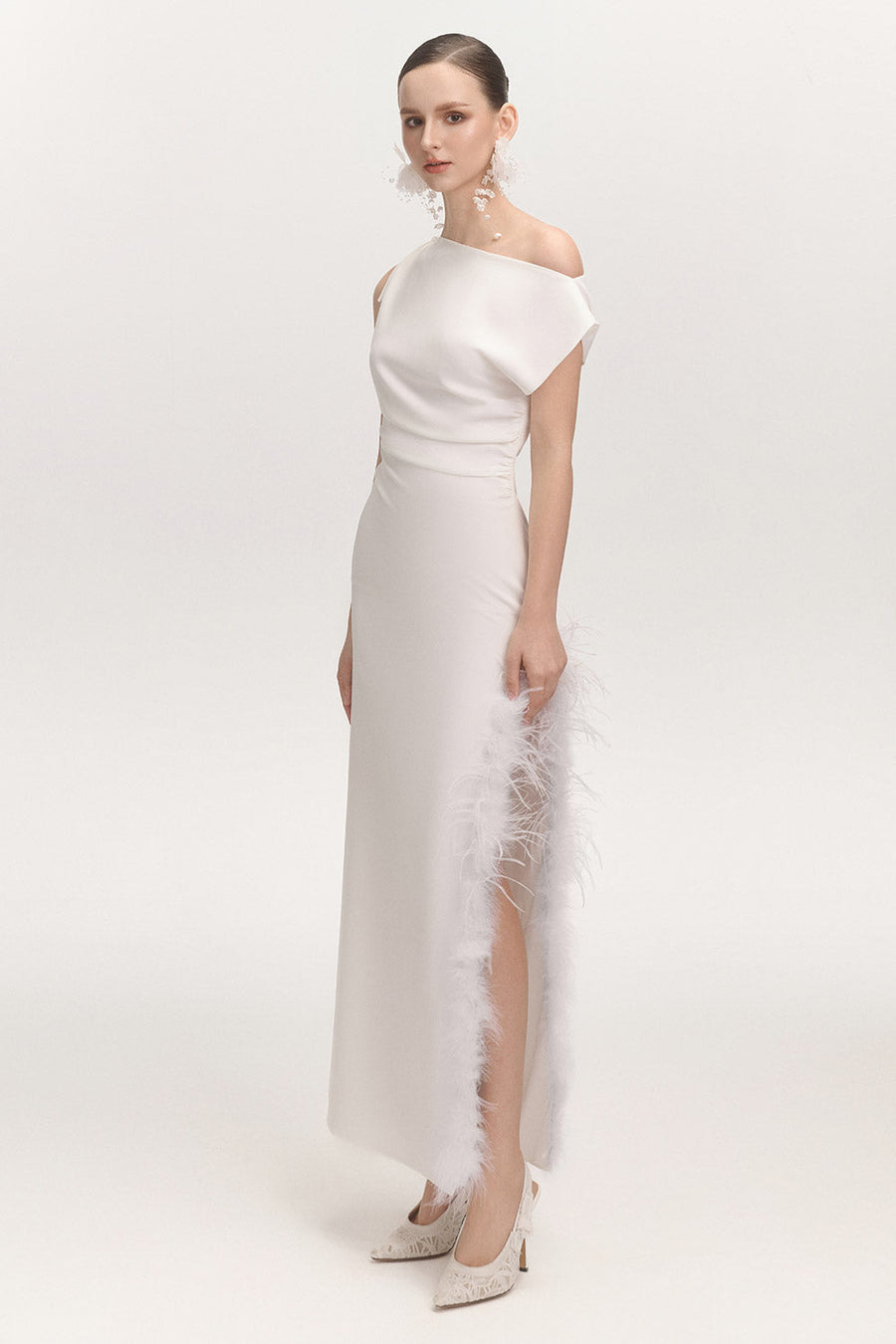 La Feme Sheath Side Slit Cotton Blend Ankle Length Dress Maxi Dress Arti Apparel