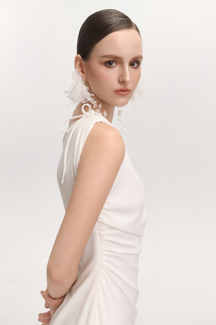 La Feme Sheath Side Slit Cotton Blend Ankle Length Dress Maxi Dress Arti Apparel