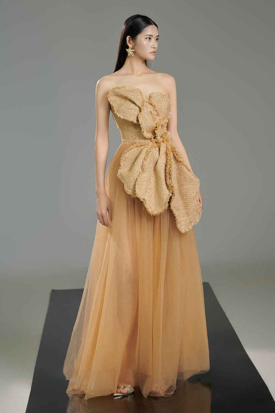 Landry A-line Gathered Polyester Floor Length Dress