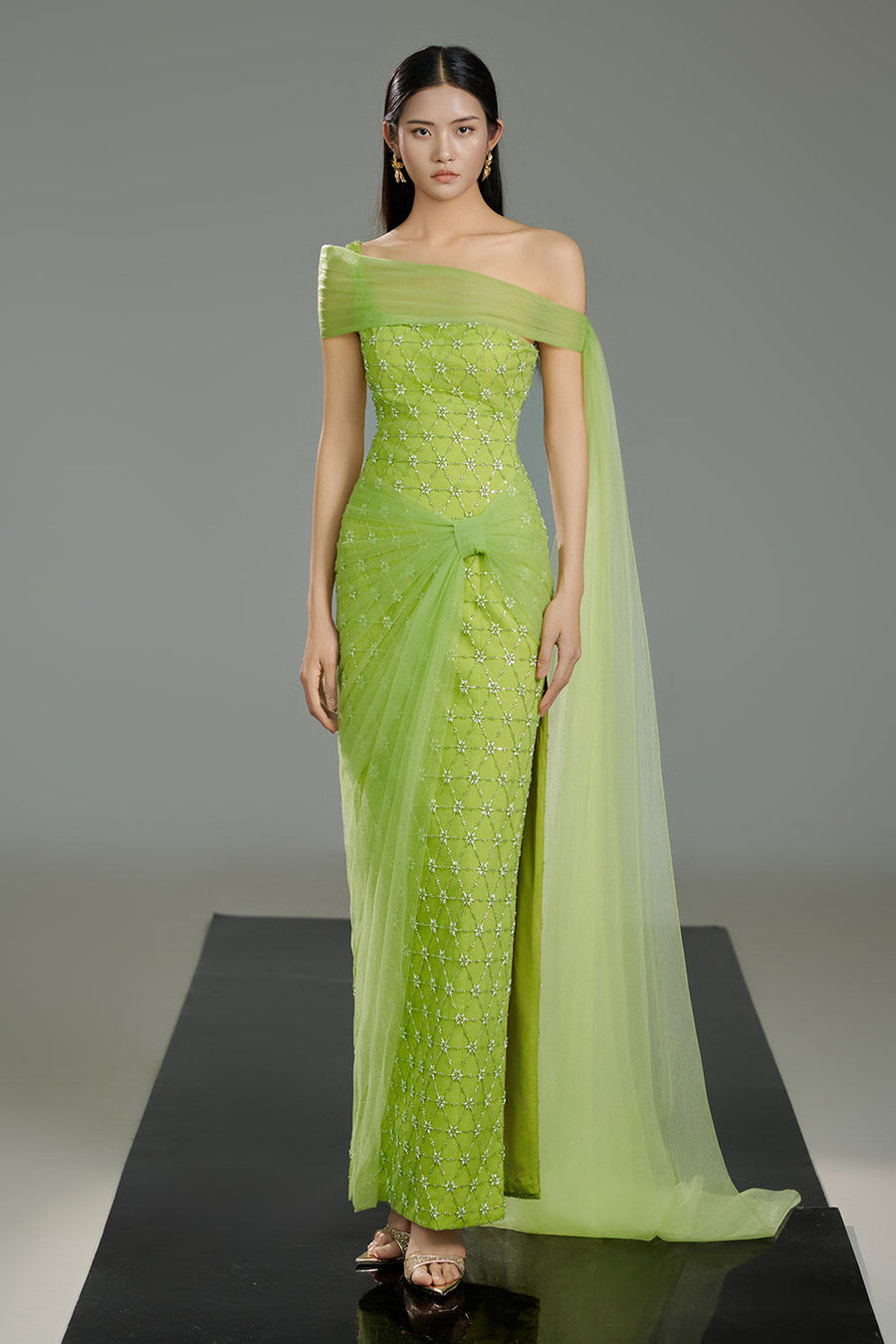 Escobar Sheath Extended Flap Polyester Maxi Dress 6