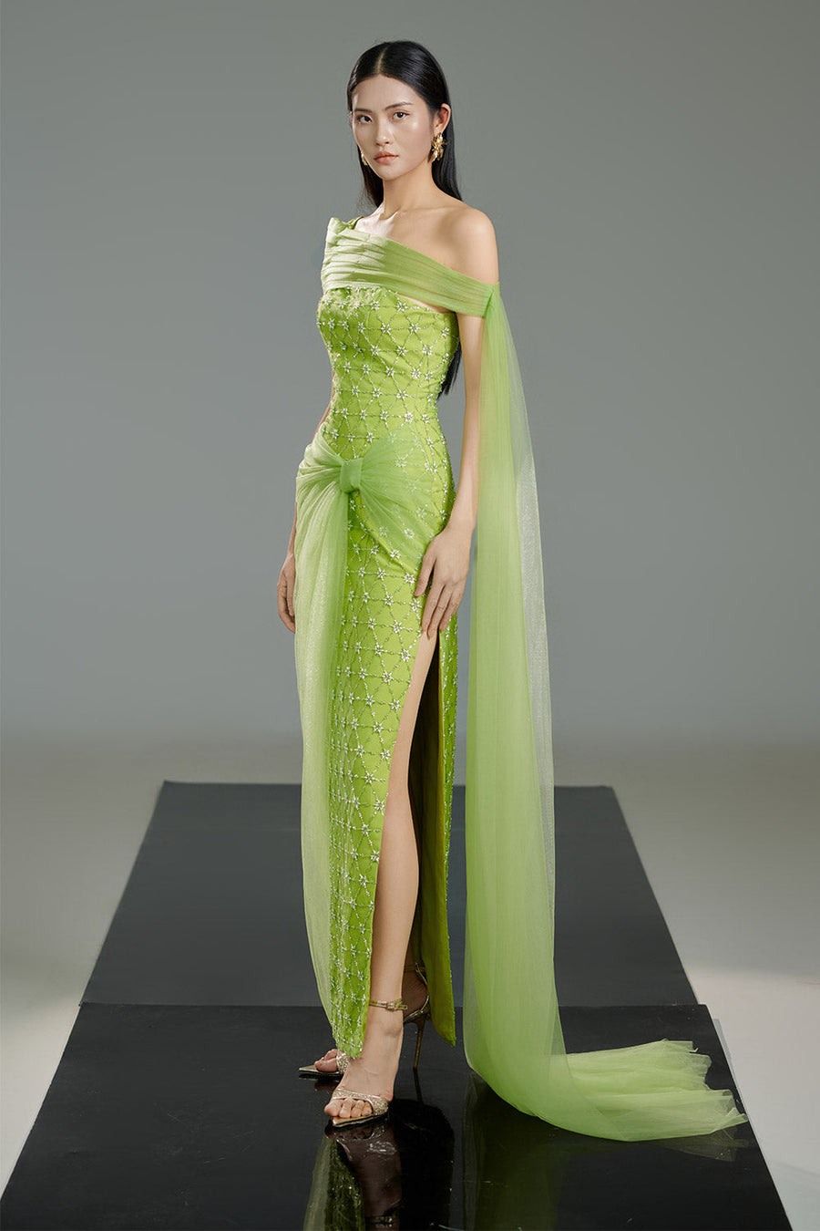 Escobar Sheath Extended Flap Polyester Maxi Dress 5