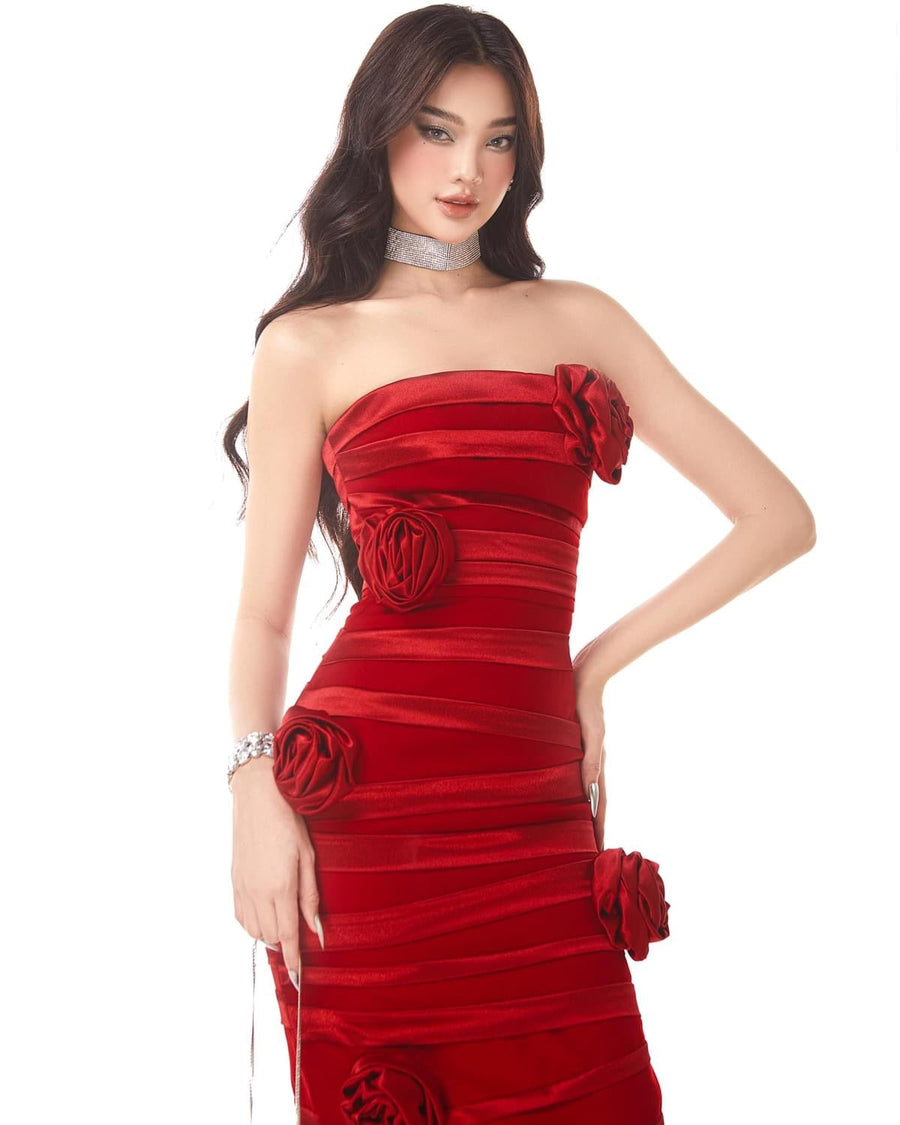 Mael Femme Rose Tube Midi Dress dress MAEL FEMME