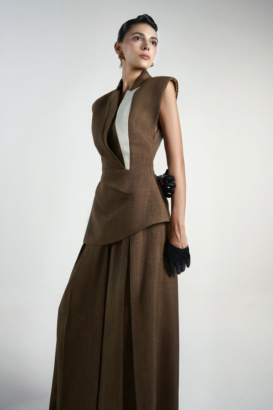 Van A-line Draped Crinkle Crepe Floor Length Pants 20