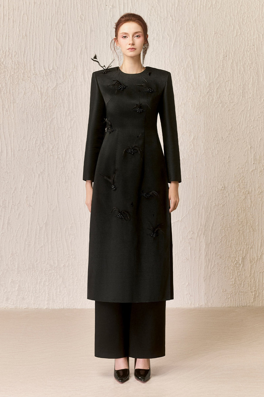 Balie A-line Long Sleeved Taffeta Calf Length Ao Dai Ao Dai Arti Apparel