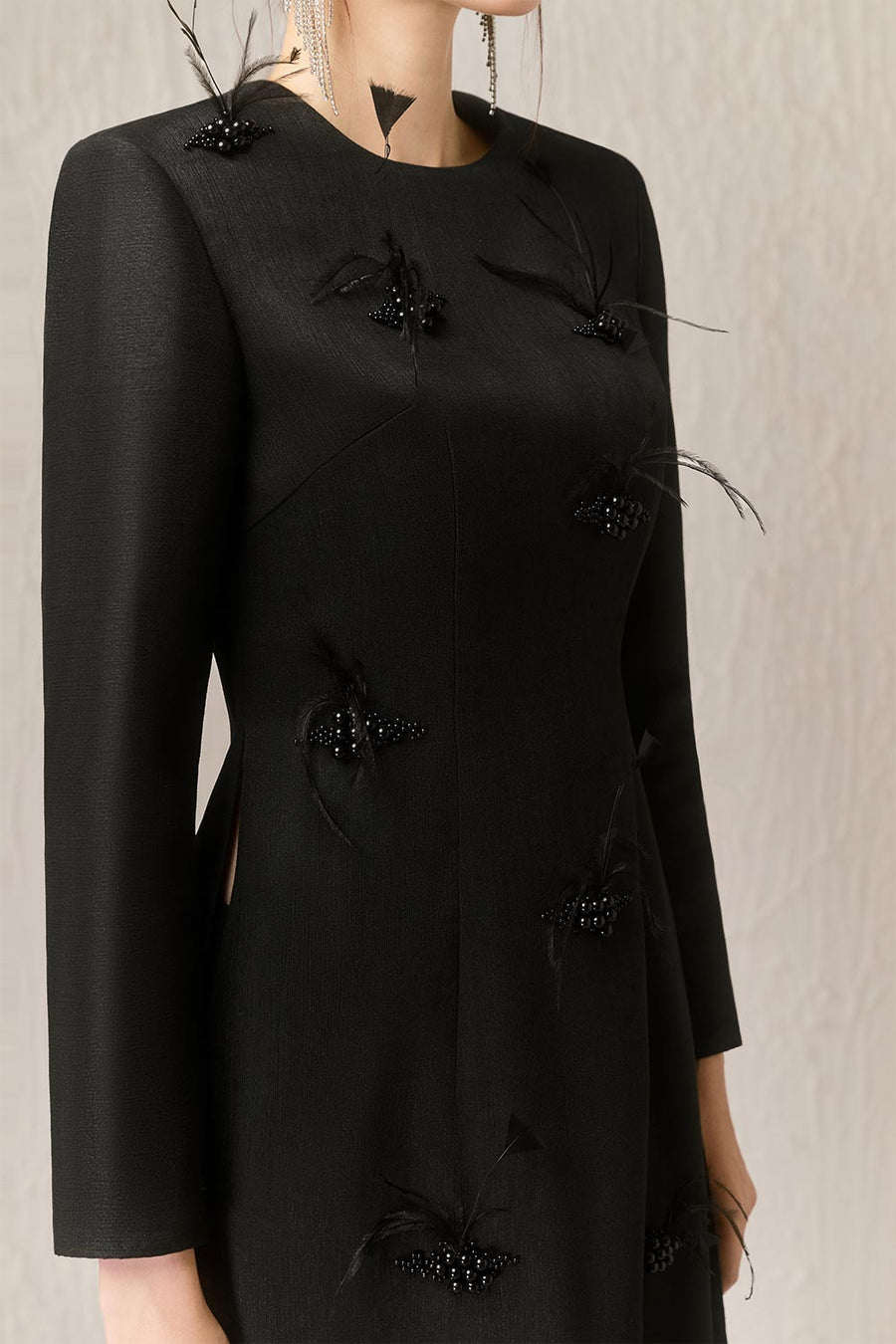 Balie A-line Long Sleeved Taffeta Calf Length Ao Dai Ao Dai Arti Apparel