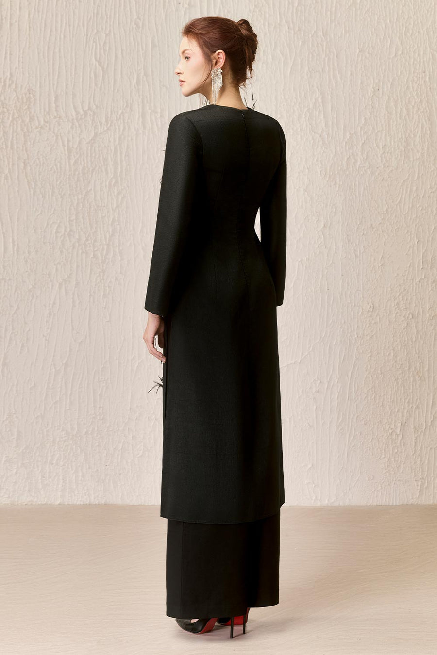 Balie A-line Long Sleeved Taffeta Calf Length Ao Dai Ao Dai Arti Apparel