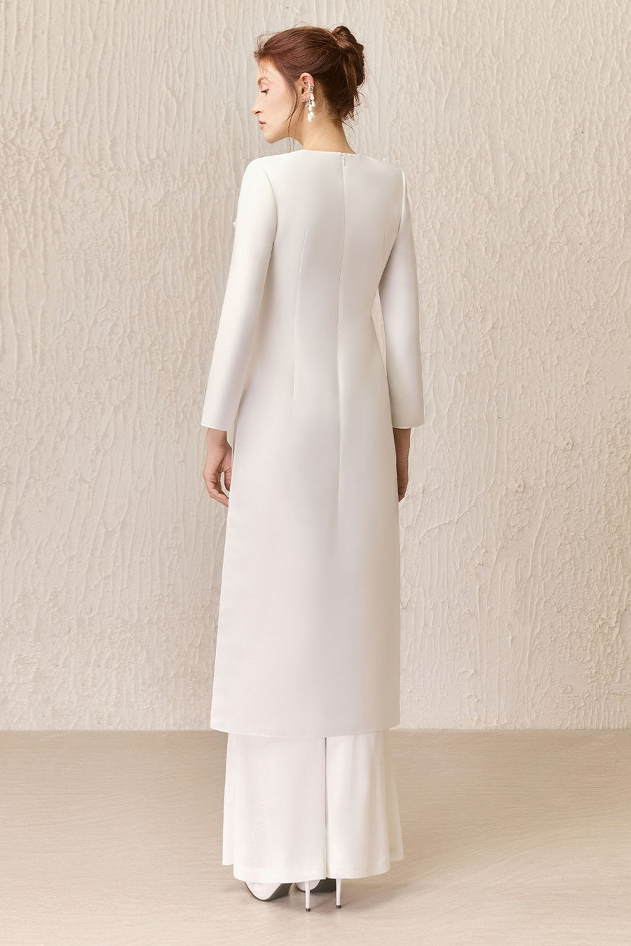 Balie A-line Long Sleeved Taffeta Calf Length Ao Dai Ao Dai Arti Apparel