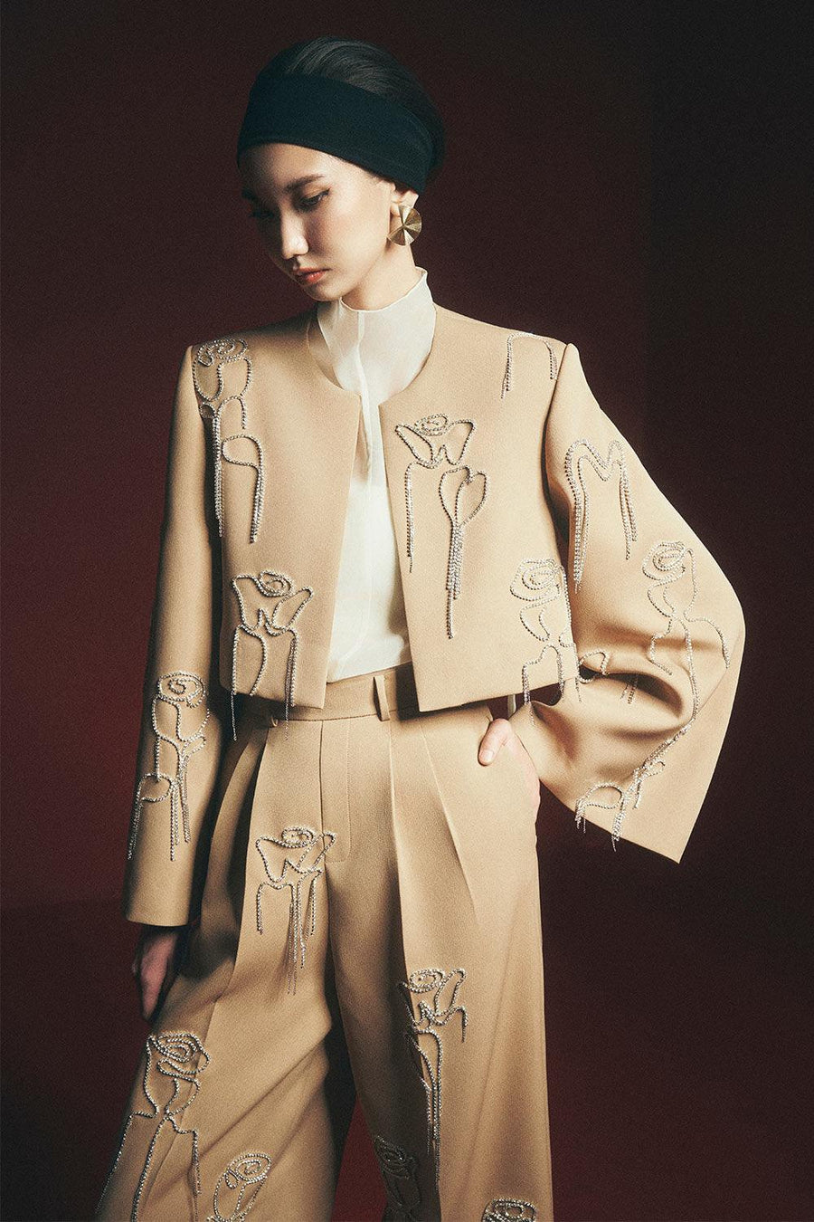 Avila Cropped Long Sleeved Polyester Jacket Jacket Maison des Copains