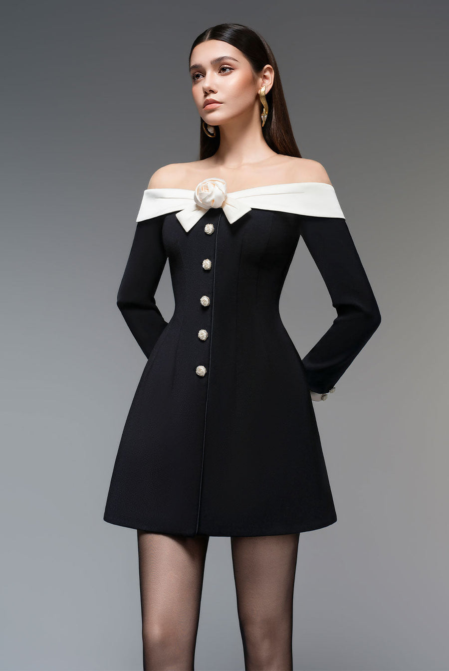 Rosey A-line Illusion Neck Polycotton Mini Dress 5
