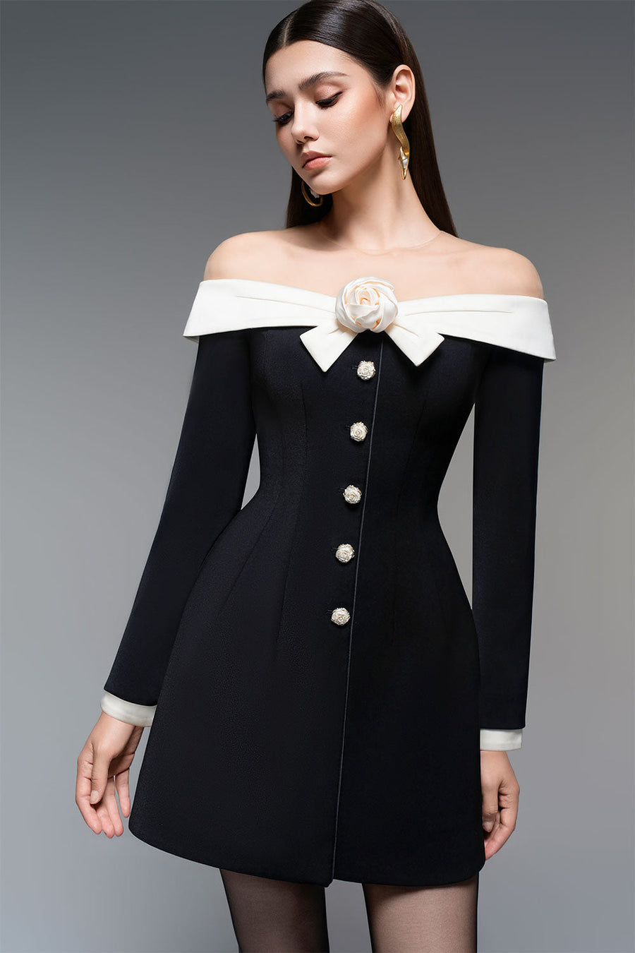 Rosey A-line Illusion Neck Polycotton Mini Dress 4