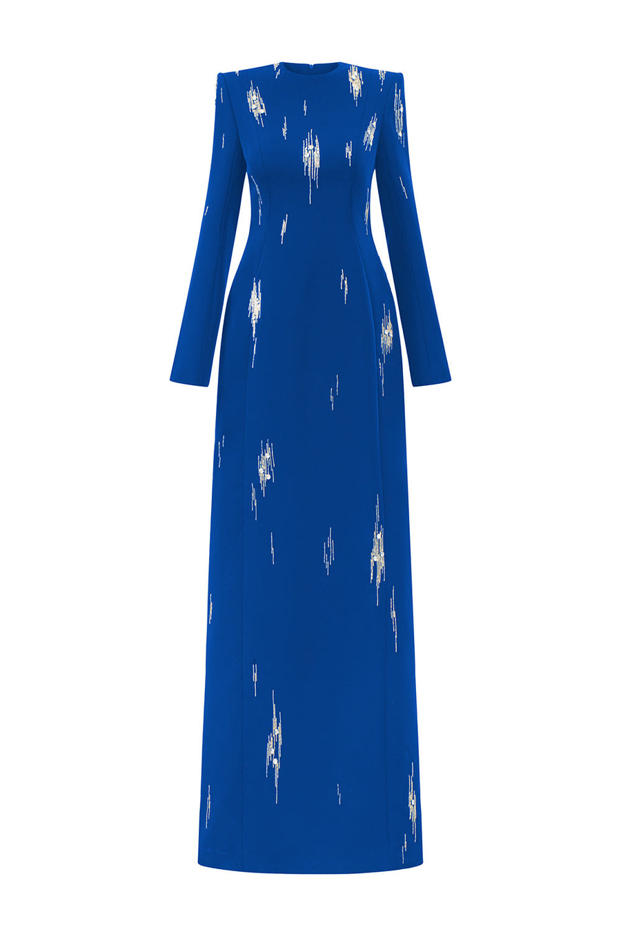 Ismael Sheath Stone Velvet Satin Floor Length Dress 8