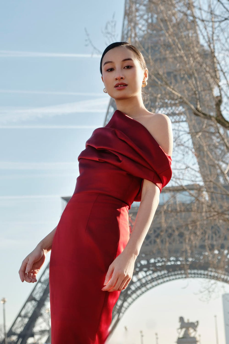 Sa Mermaid Asymmetric Neck Silk Blend Floor Length Dress 2