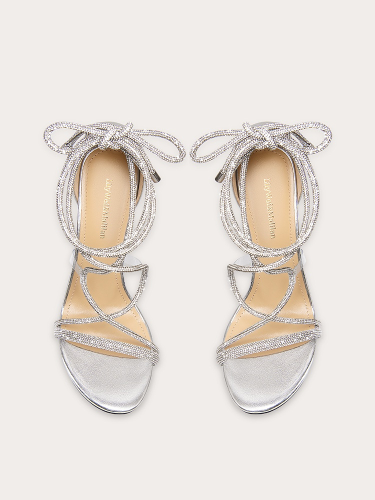 LilyWei tiptoes, beautiful not tired feet sandals rhinestone straps socialite style high heels small size 313233 RESSALINA