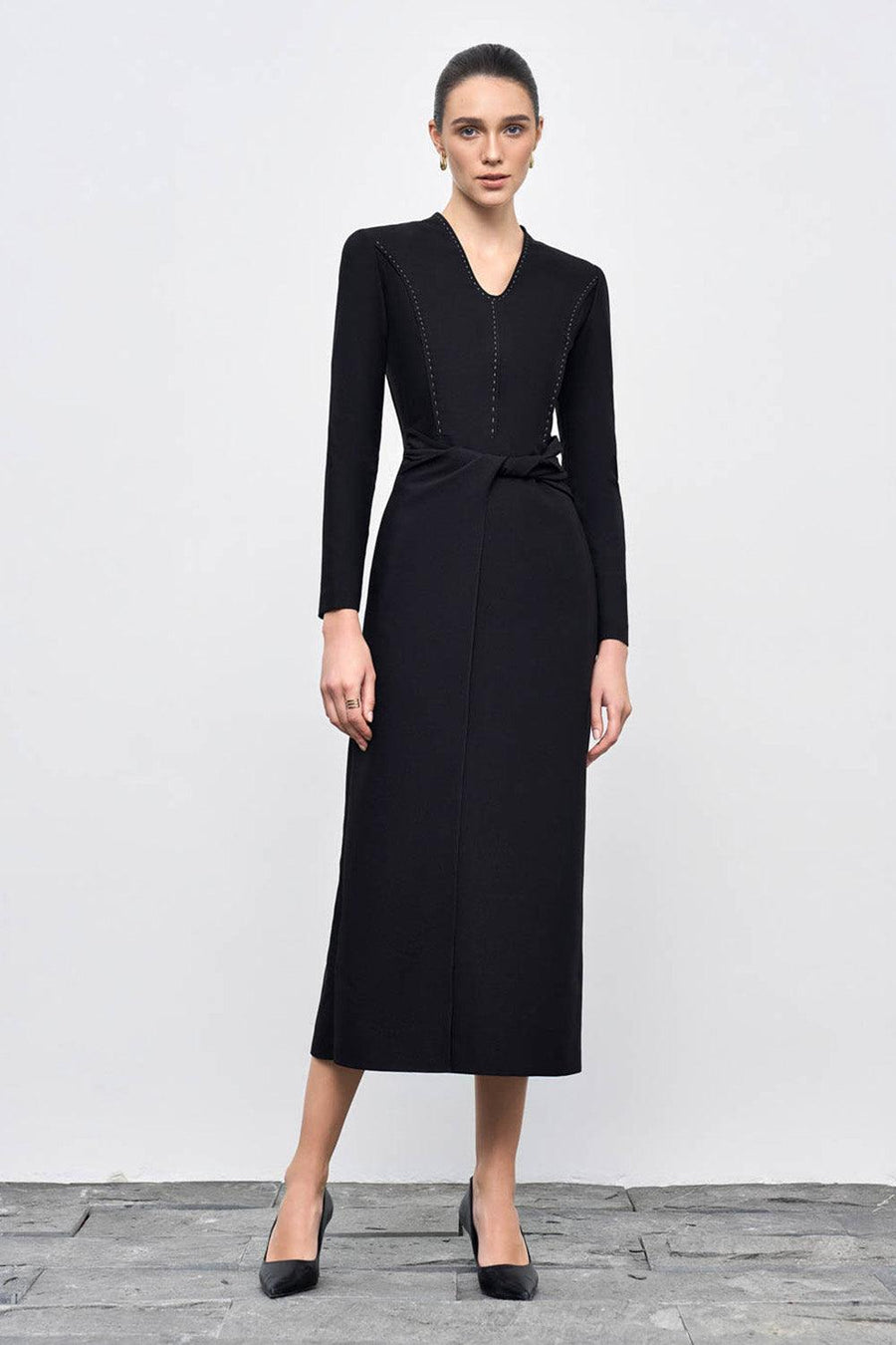 Aella Sheath Twisted Cotton Blend Midi Dress Midi Dress Eegen Studio