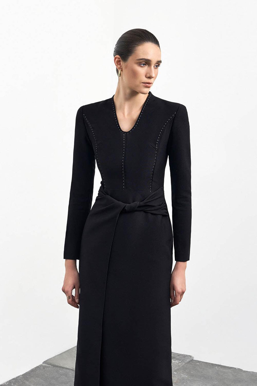 Aella Sheath Twisted Cotton Blend Midi Dress Midi Dress Eegen Studio
