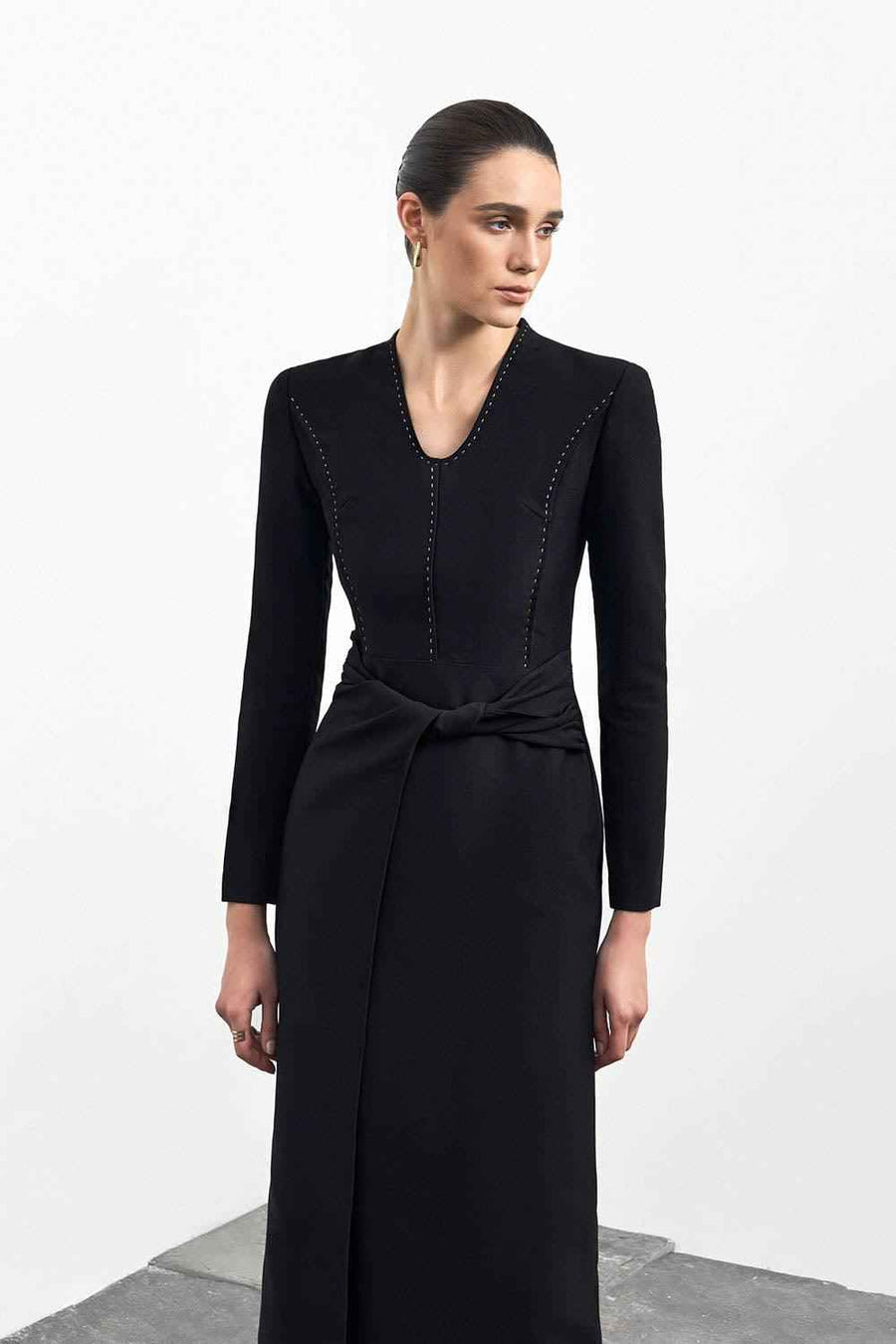 Aella Sheath Twisted Cotton Blend Midi Dress