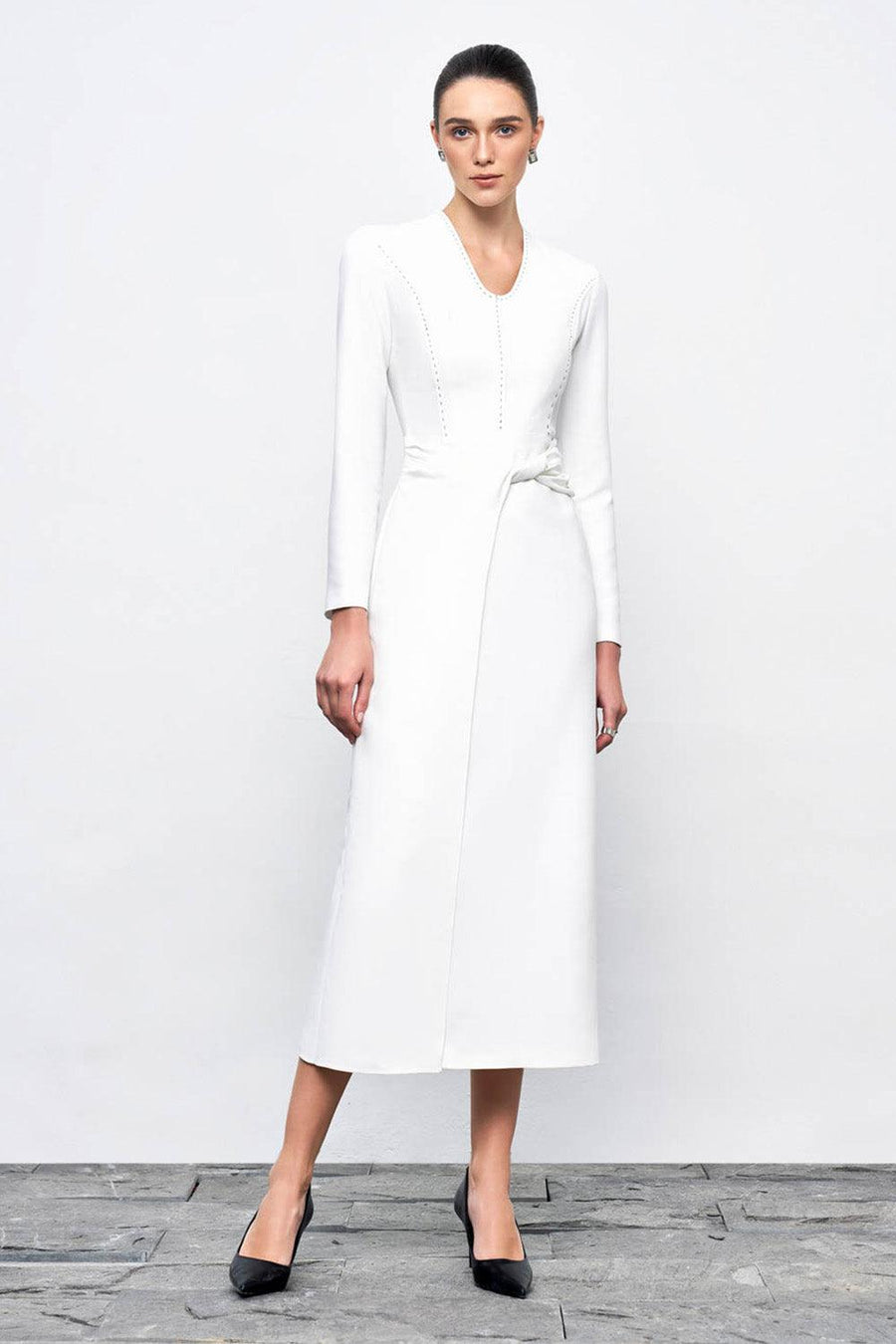 Aella Sheath Twisted Cotton Blend Midi Dress White Midi Dress Eegen Studio