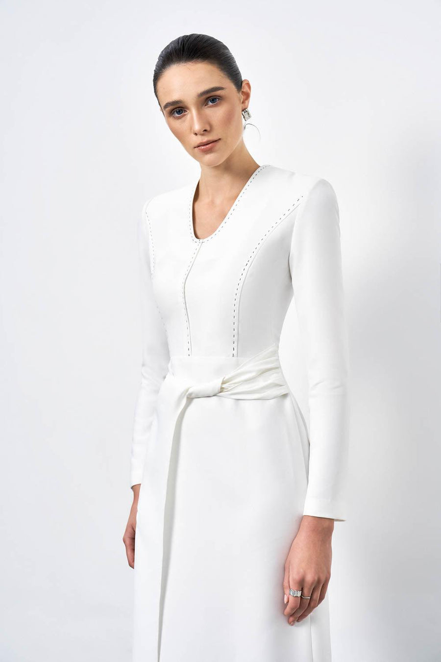 Aella Sheath Twisted Cotton Blend Midi Dress 9