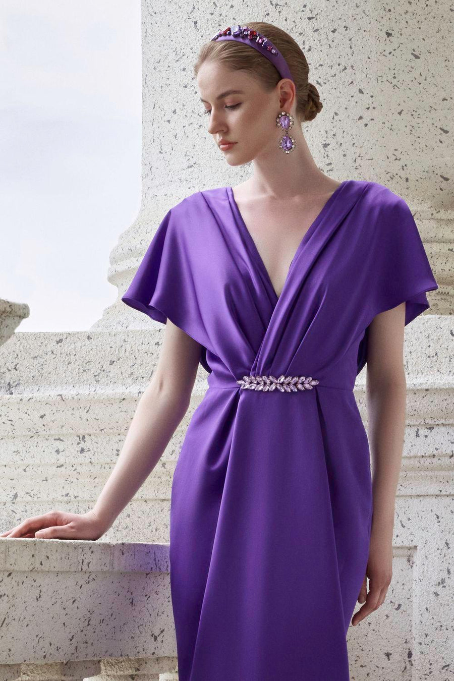 Solace Pegged V-Neck Silk Floor Length Dress Gown Dress I.H.F Atelier
