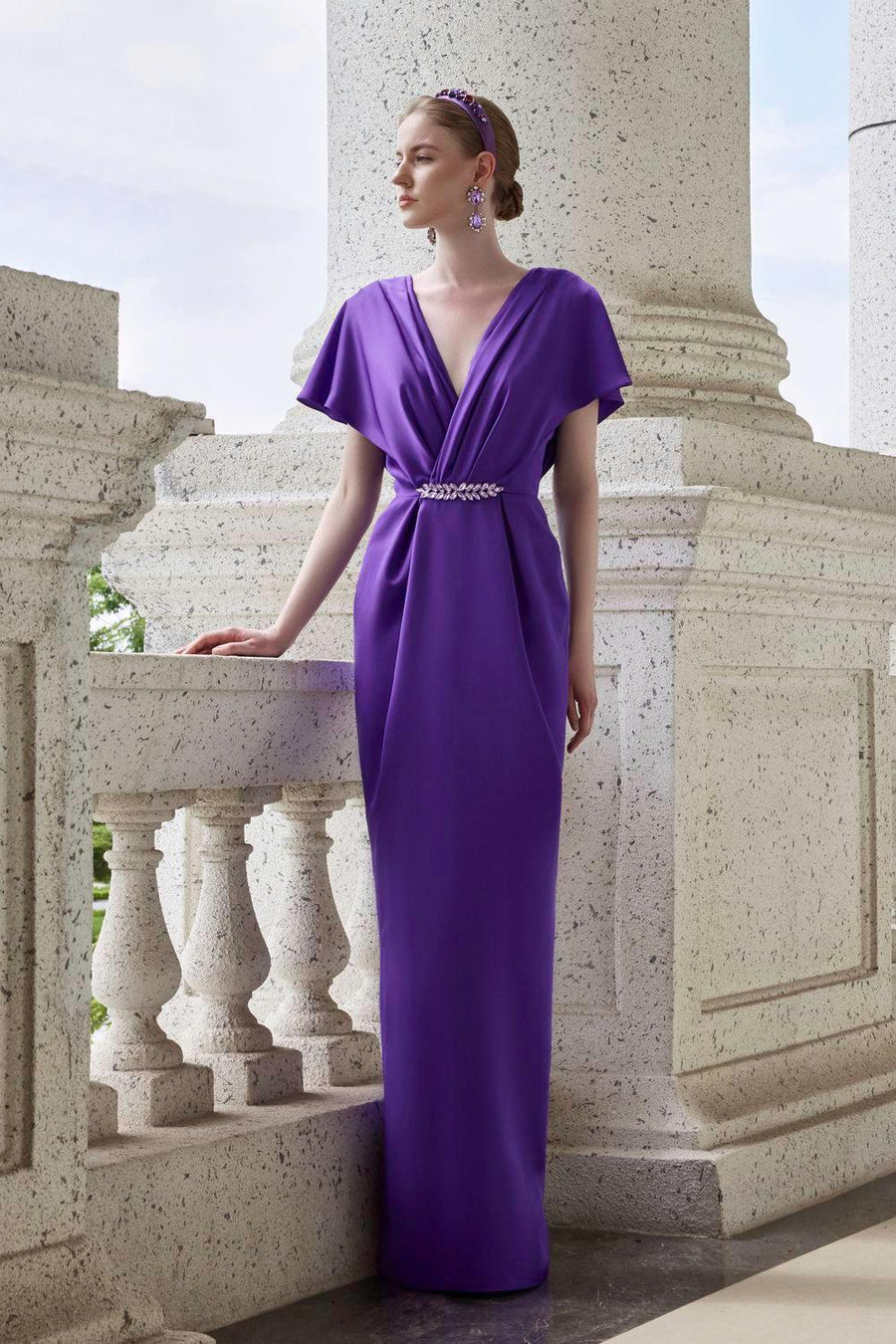 Solace Pegged V-Neck Silk Floor Length Dress Gown Dress I.H.F Atelier