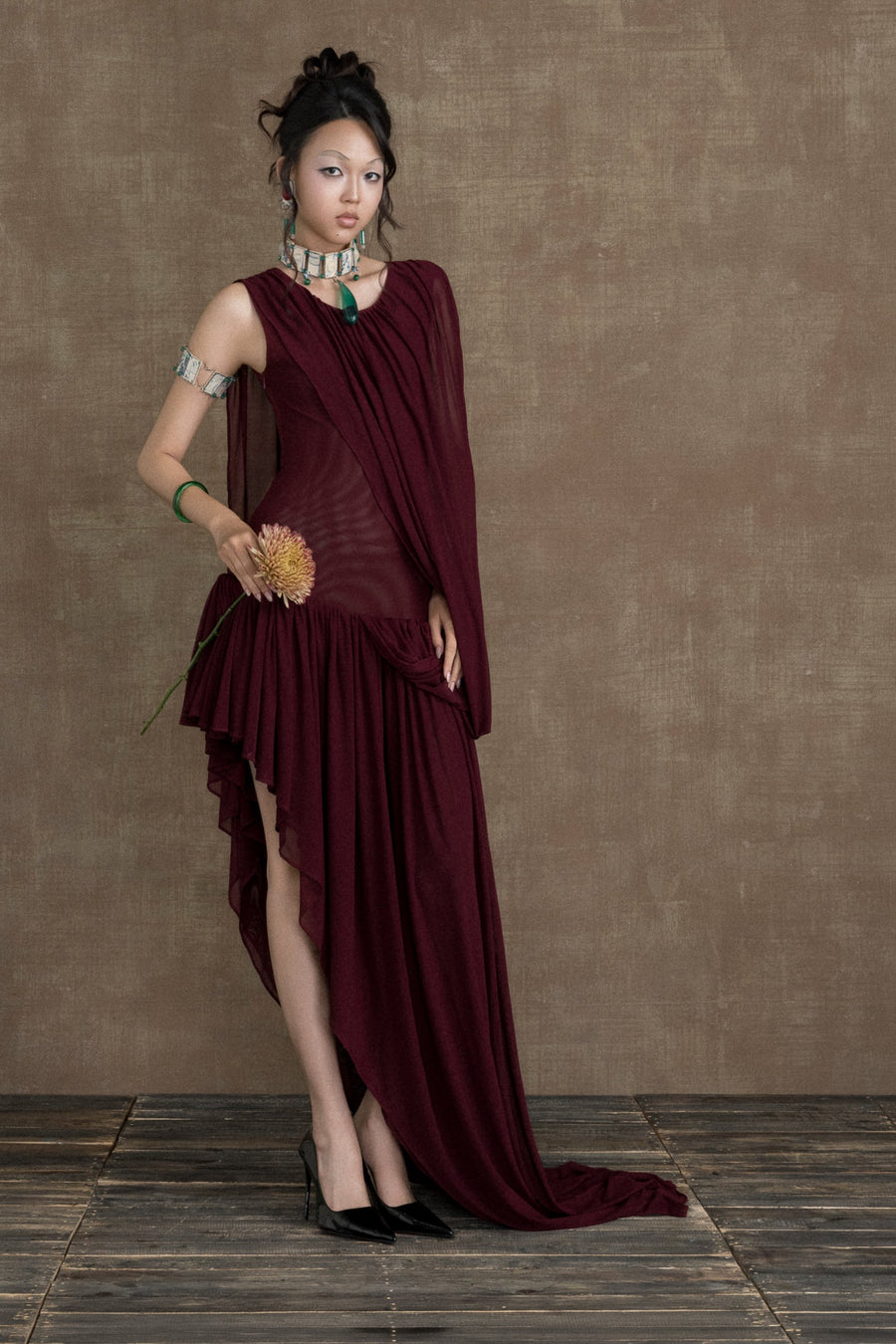 Le Petit Cours D'Eau Asymmetric Maxi Dress 8