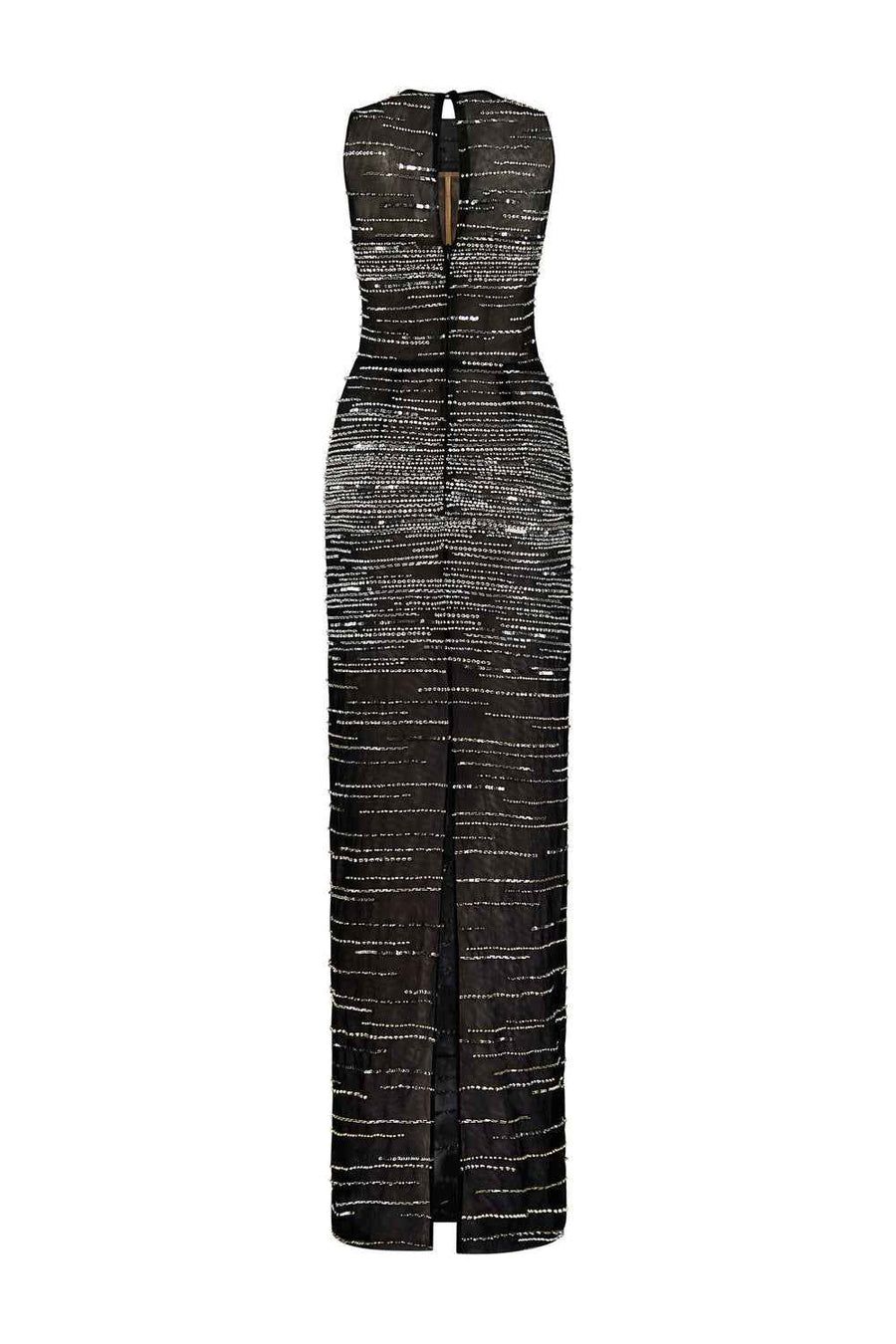 Nivara Bodycon Round Neck Chiffon Floor Length Dress