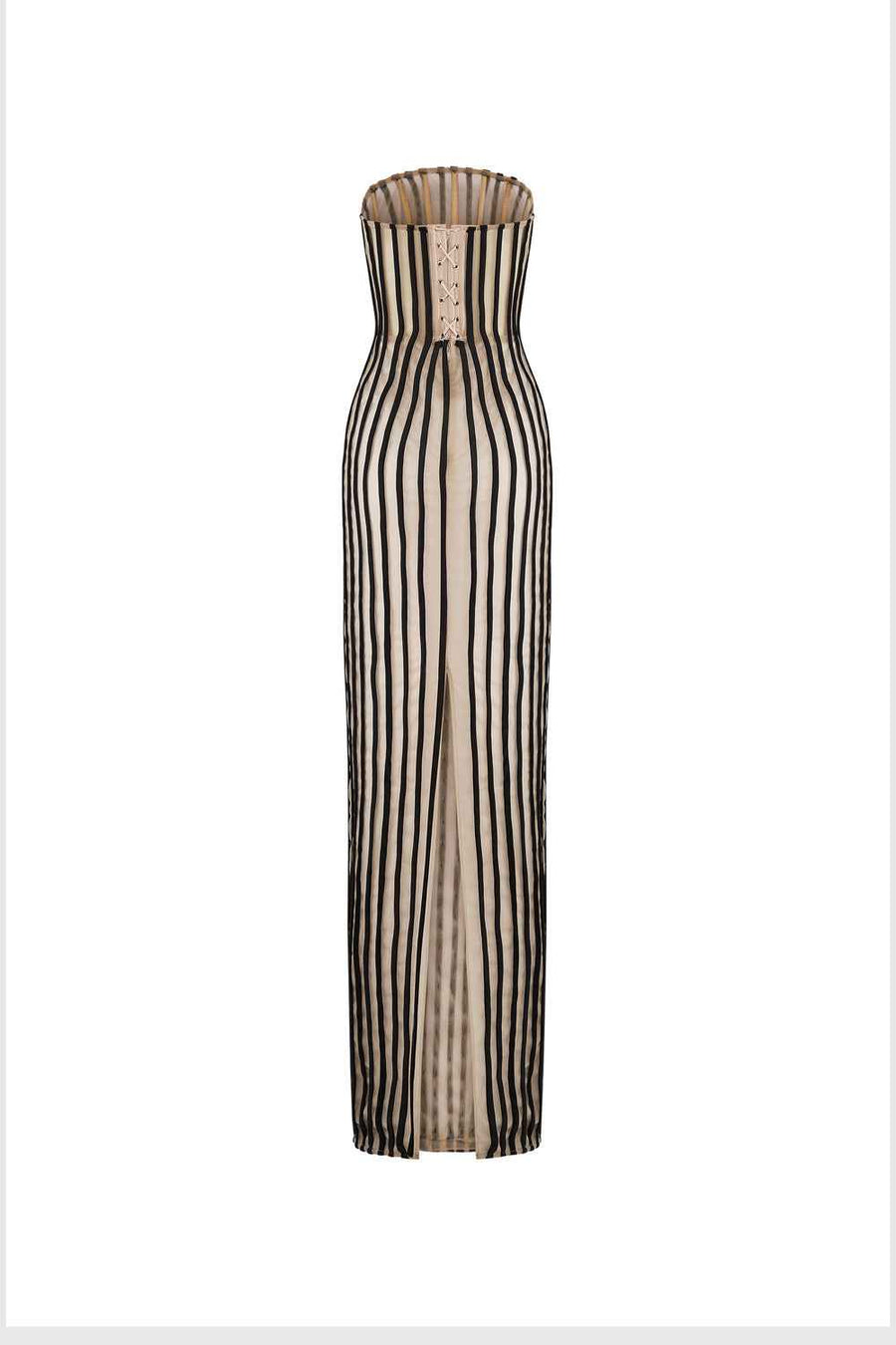 Cressida Bodycon Straight Across Neck Chiffon Floor Length Dress