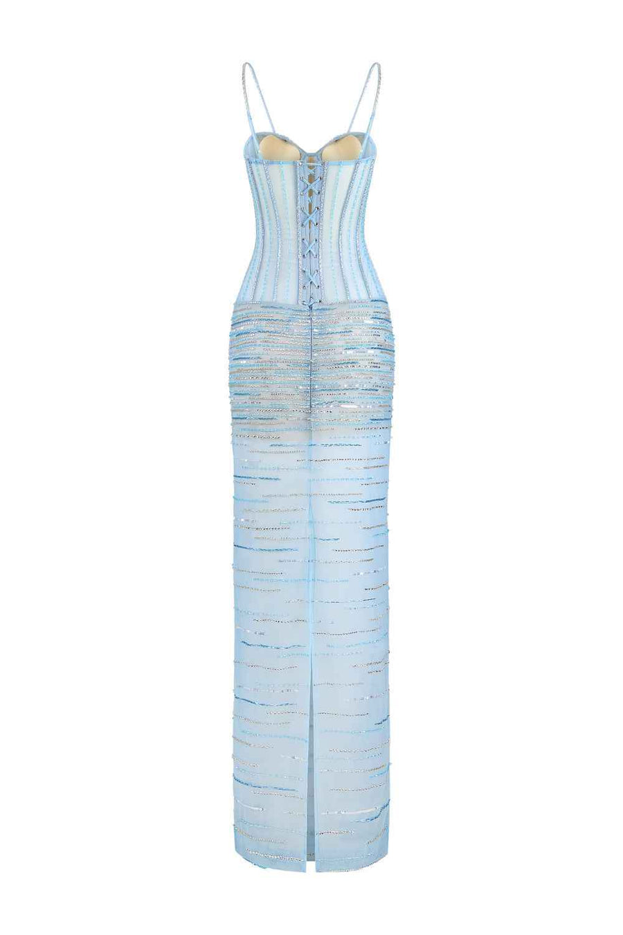 Thaliris Bodycon Sweetheart Neck Mesh Floor Length Dress