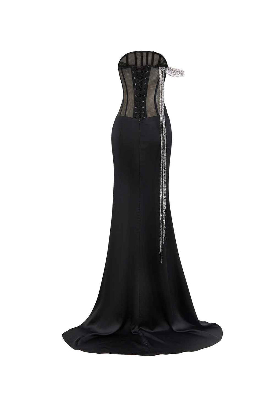 Sierra Sheath Side Slit Mesh Silk Floor Length Dress