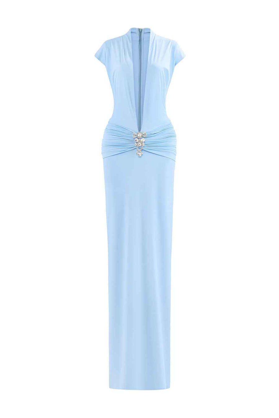 Vionna Bodycon Cap Sleeved Spandex Floor Length Dress