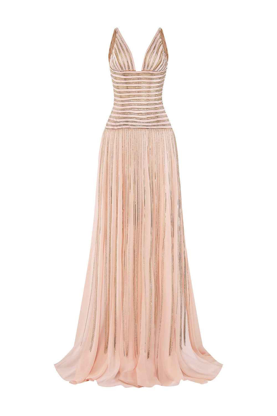 Avielle Sheath V-Neck Chiffon Floor Length Dress