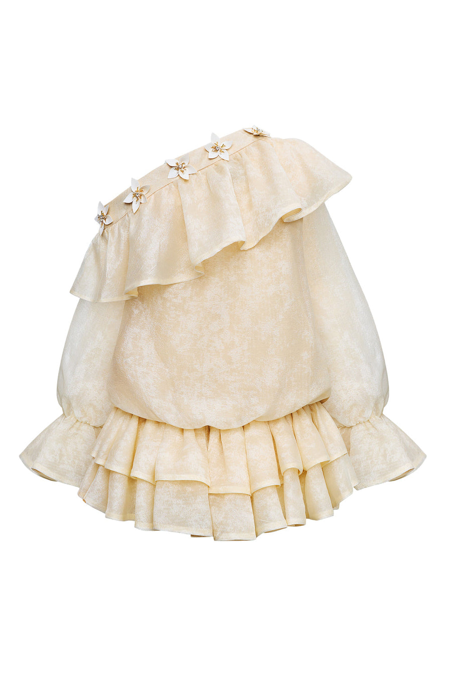 Lavallière Asymmetric Neck Applique Mini Dress 4
