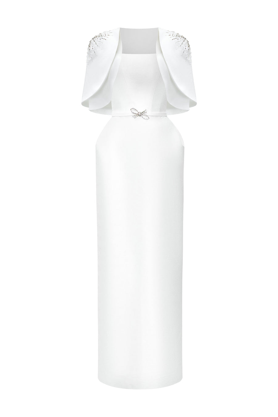 Marcele Pegged Square Neck Taffeta Maxi Dress 1